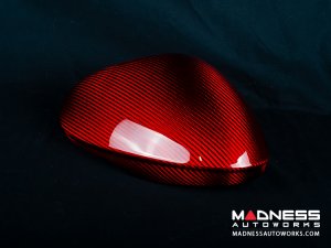 Alfa Romeo Giulia Mirror Covers - Carbon Fiber - Full Replacements - Red Candy